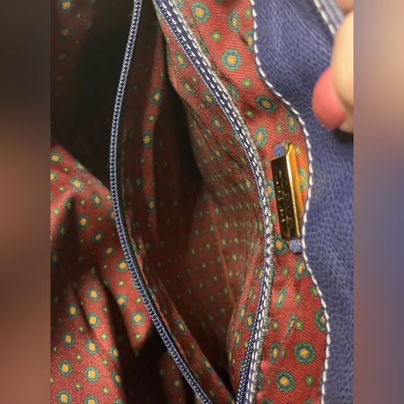 🧁🍯LOEWE Ceramica Sevillana Print Canvas Bag w/Blue Leather Trim - Picture 13 of 13